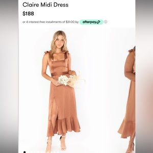 Show me your mumu Claire Midi Dress- copper luxe satin, size medium